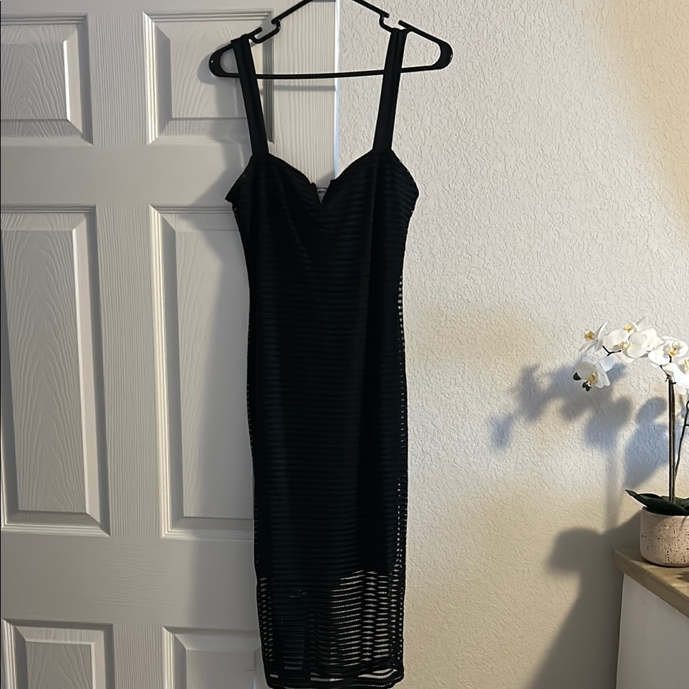 Elegant Black Striped Dress